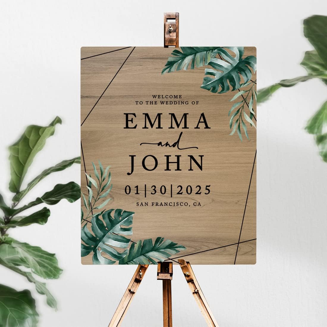 Andaz Press Large Wooden Welcome Sign for Wedding, Rustic Welcome Sign 16" x 20" Custom Names