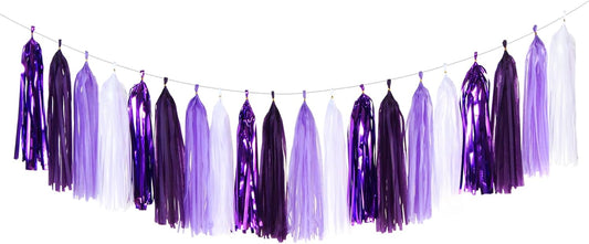 Purple White Lavender Party-Decorations Tassel-Garland - 20pcs Women Girl Birthday Supplies