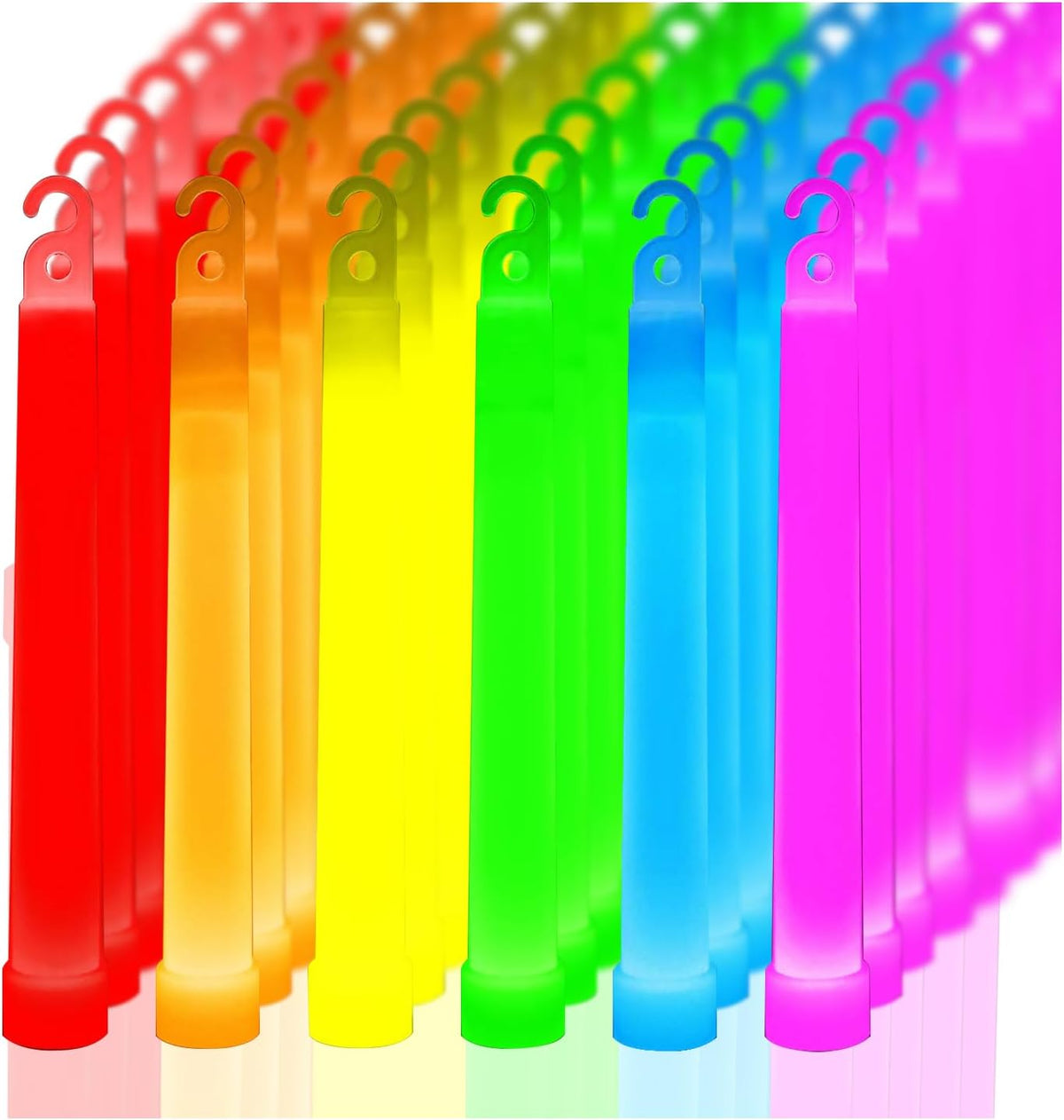 novelinks 100 Pcs 6'' Premium Glow Sticks Bulk - Ultra Bright Large Glow Necklaces Light up Glow in