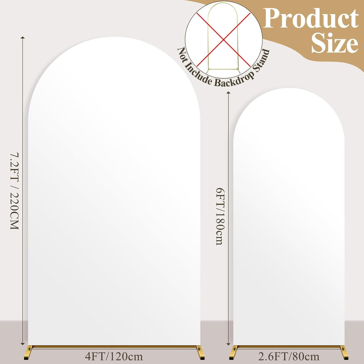 Ledido Wedding Arch Backdrop Cover 6FT 7.2FT Arch Covers 2Set Fitted Stretchy Spandex Round Top