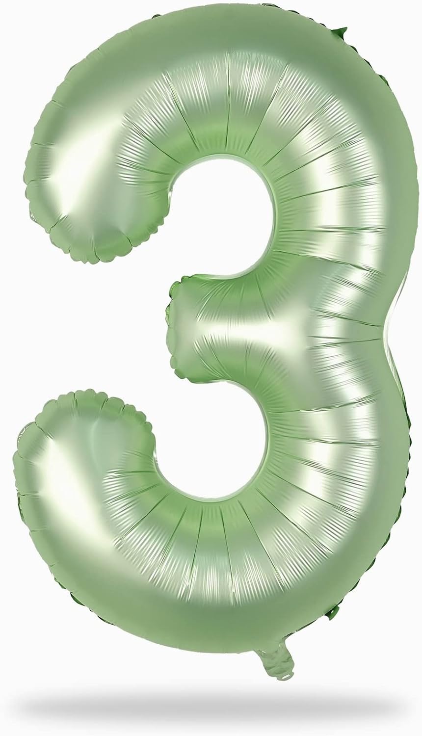 Sage Green Number 3 Balloon, 40In Large Foil Number Balloons Set 0-9 for Women, Self Inflating