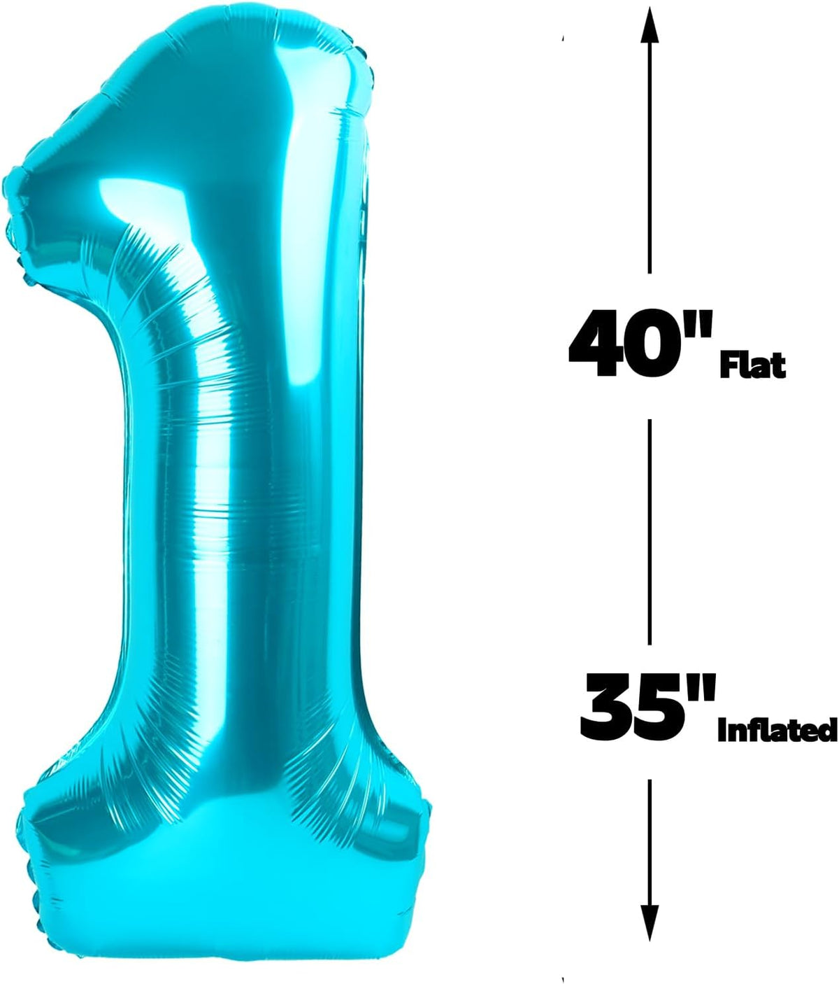 Blue Number 1 Balloon 40 inch, Number 1 Birthday Balloons for Boy Girl, Blue Foil One Balloon for