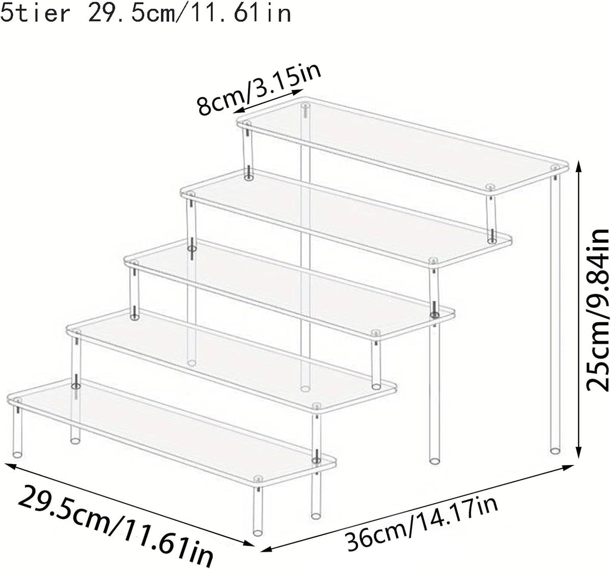 Acrylic 5-Tier Display Stand, Clear Perfume Organizer, Cupcake Stand Holder, Large Shelf Risers for
