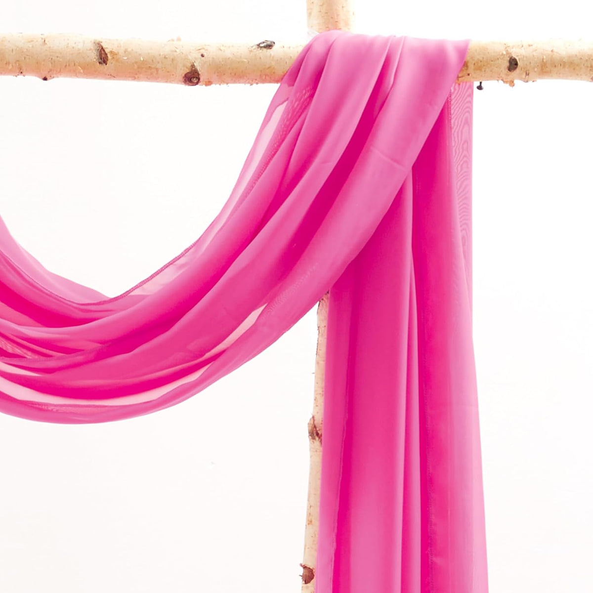 Wedding Arch Draping Fabric,1 Panel 18FT Hot Pink Sheer Chiffon Curtain Drapes 6 Yards for Wedding