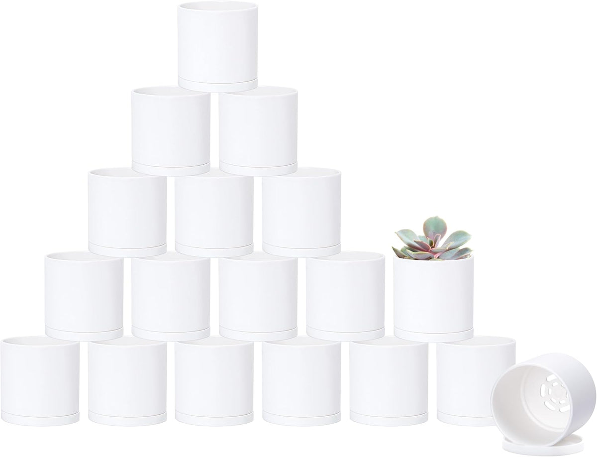 D'vine Dev 18 Pack 2.5 Inch Mini Plastic Plant Pots, Small Garden Planters for Plant with Drainage