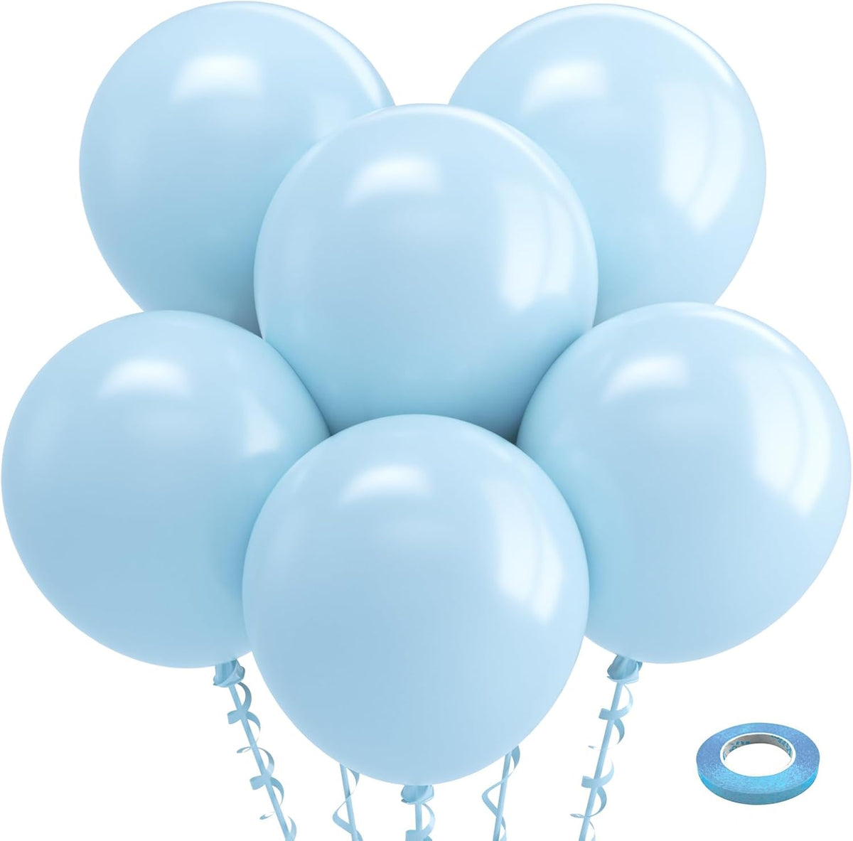 Bezente Pastel Blue Latex Party Balloons - 30 Pack 18 inch Round Helium Light Blue Bridal Blue