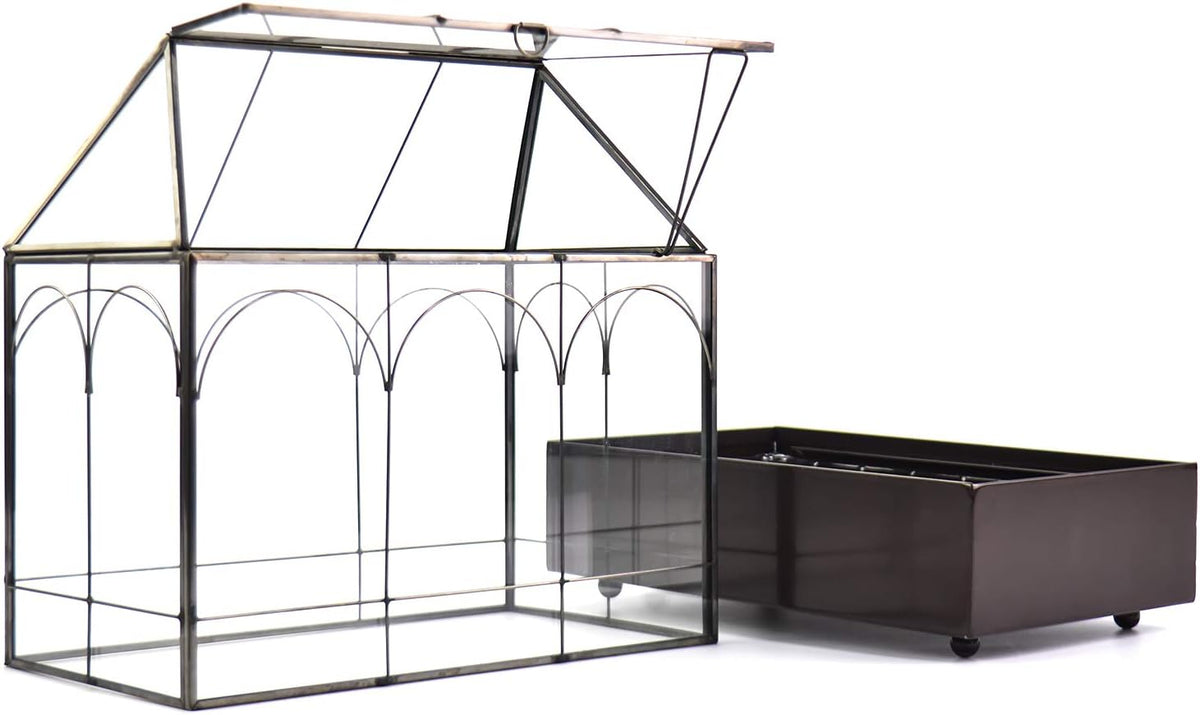 Large Tall Glass Plant Terrarium – House Succulent Terrarium Kit with Lip and Tray Glass Greenhouse