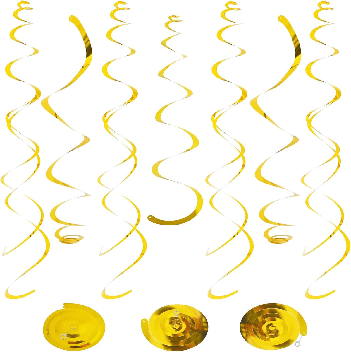 24 PCS Gold Foil Hanging Swirl, Sparkle Ceiling Hanging Decorations, Plastic Streamer Party