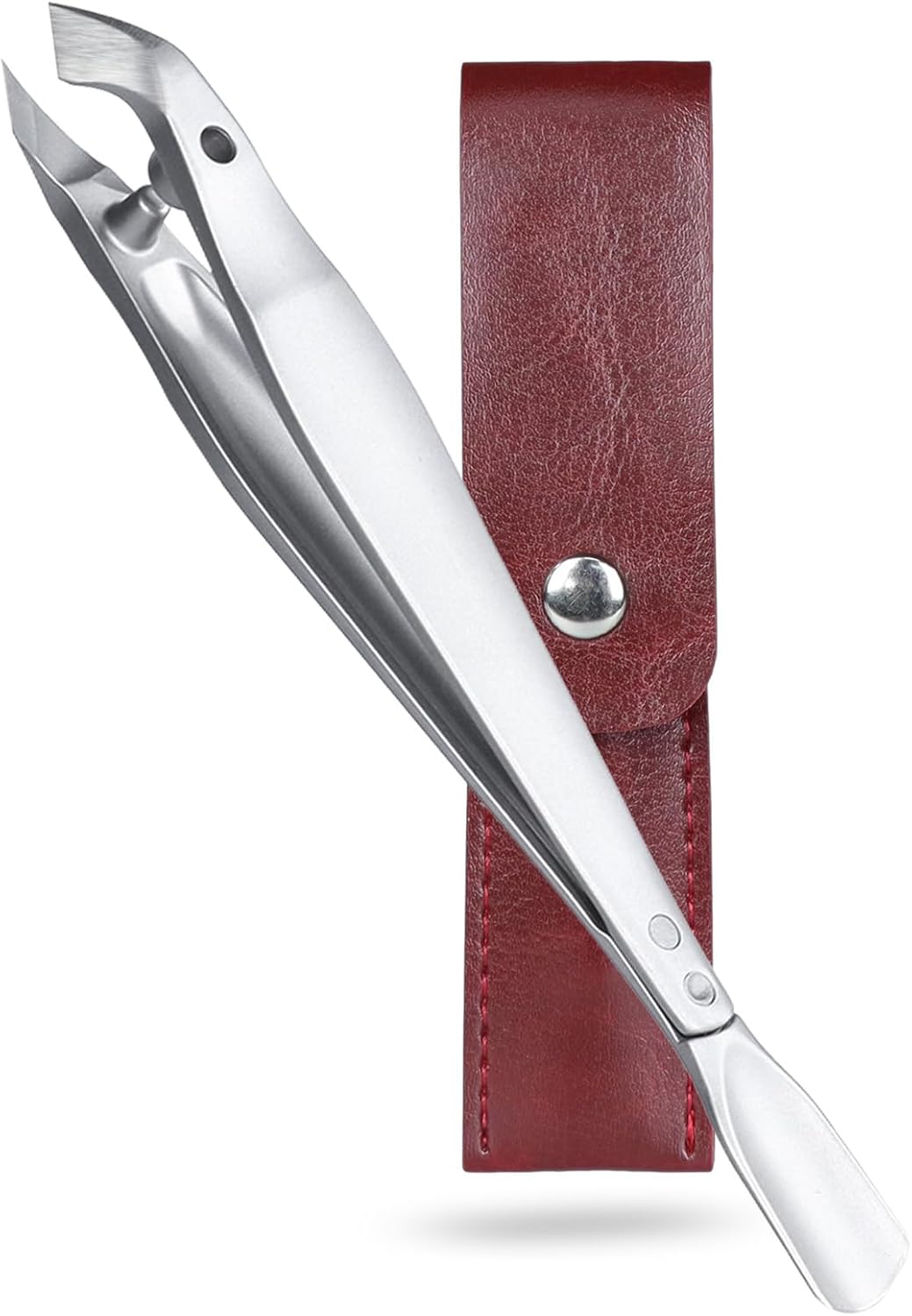 Tweezers-Style 2-in-1 Cuticle Trimmer & Pusher - Surgical-Grade Stainless Steel, Compact Portable
