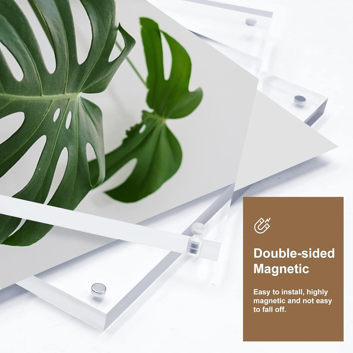 Egofine 3.5x5 Acrylic Frames 3 Pack, 20mm Thicker Frameless Clear Picture Frames, Double Sided