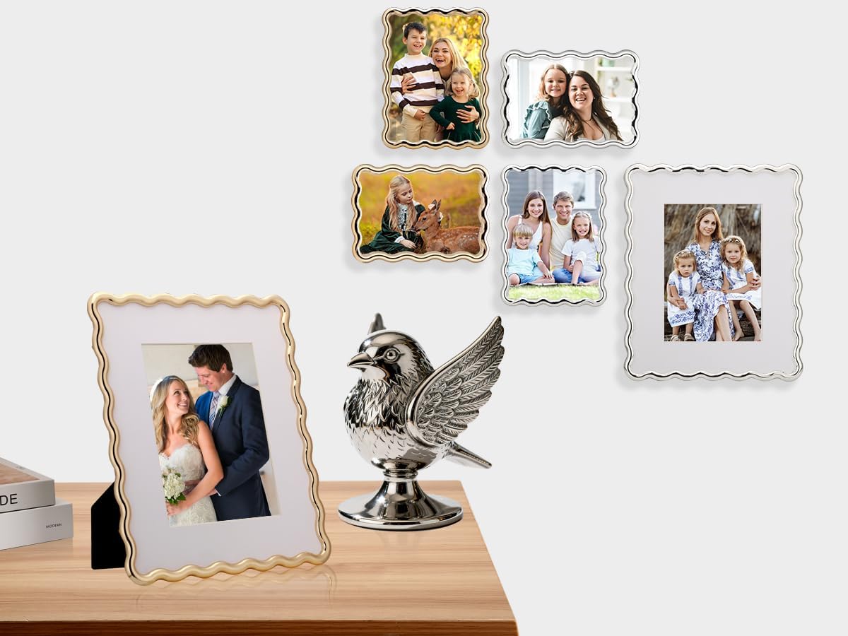 8 x 10'' Premium Alloy Silver Photo Frame with 5x7'' Mat - Luxury Hi End Display Picture Frames