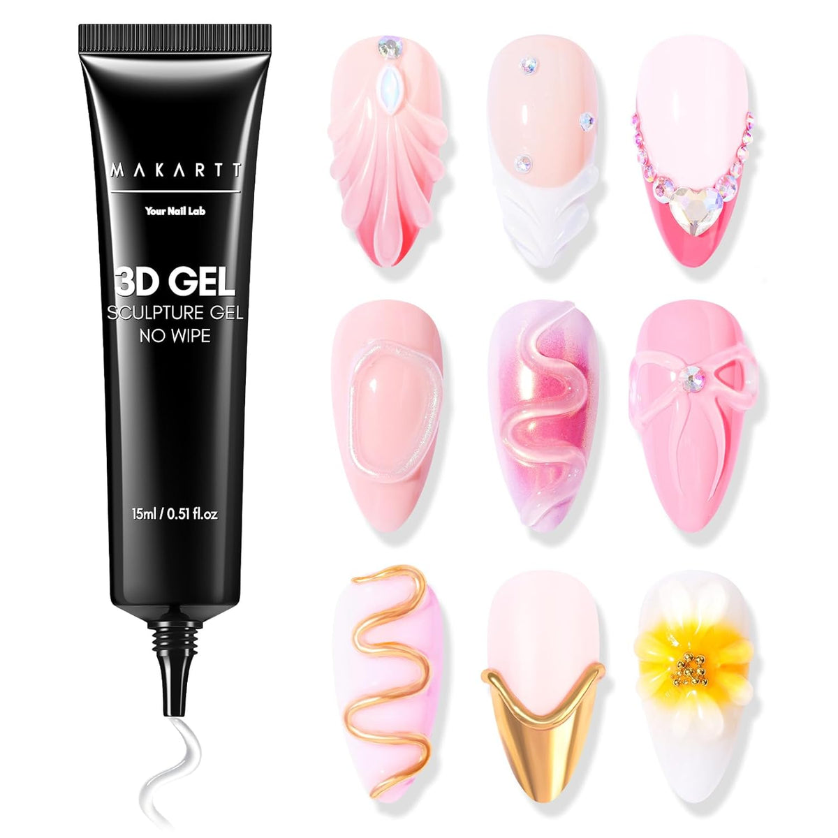 Makartt 3D Gel Nail Art, Sculpting Gel Glue for Drawing, Molding, Sculpture, Gems and Decoration