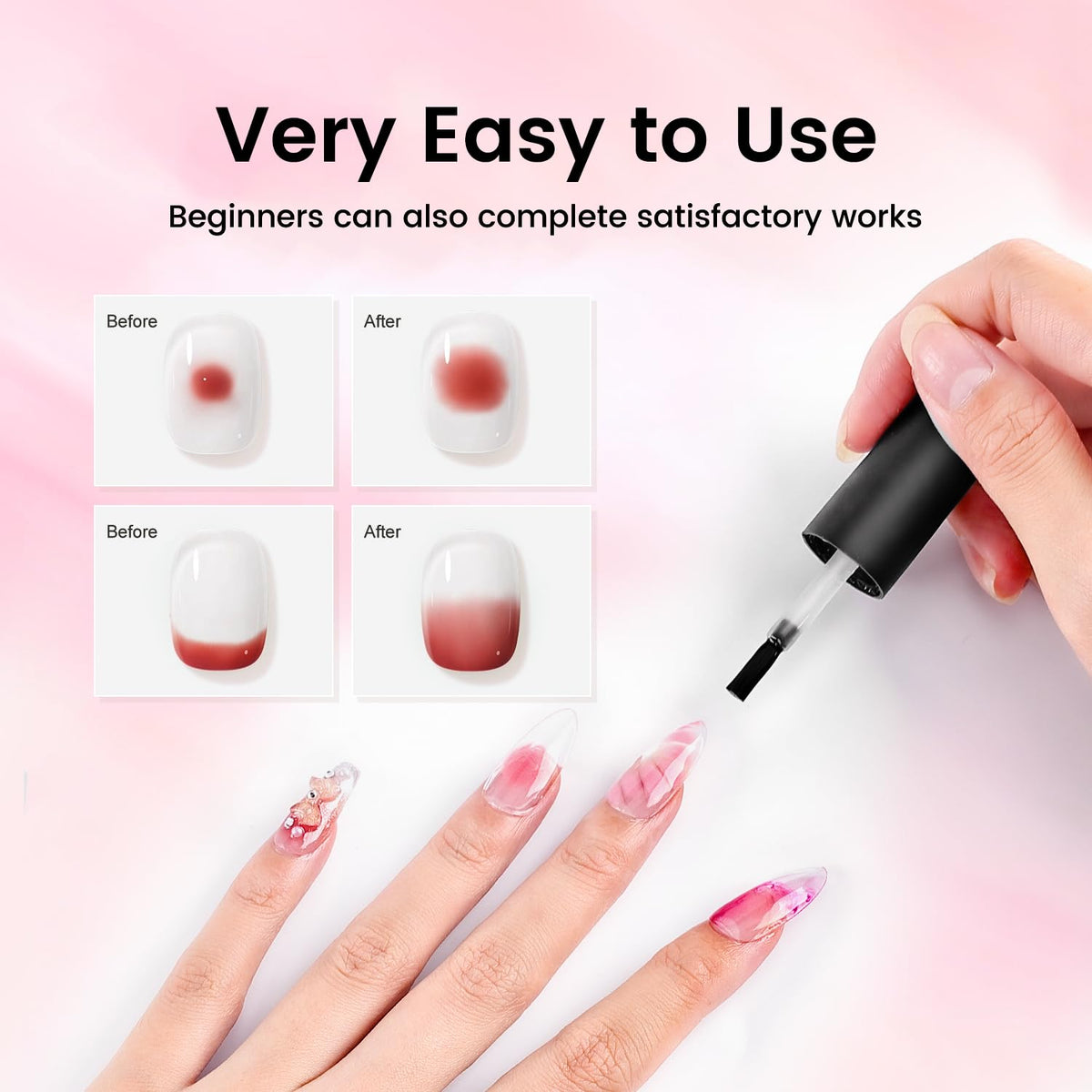 JODSONE Blooming Clear Gel Nail Polish, 15ml for Spreading & Watercolor Effects, Floral Nail Art