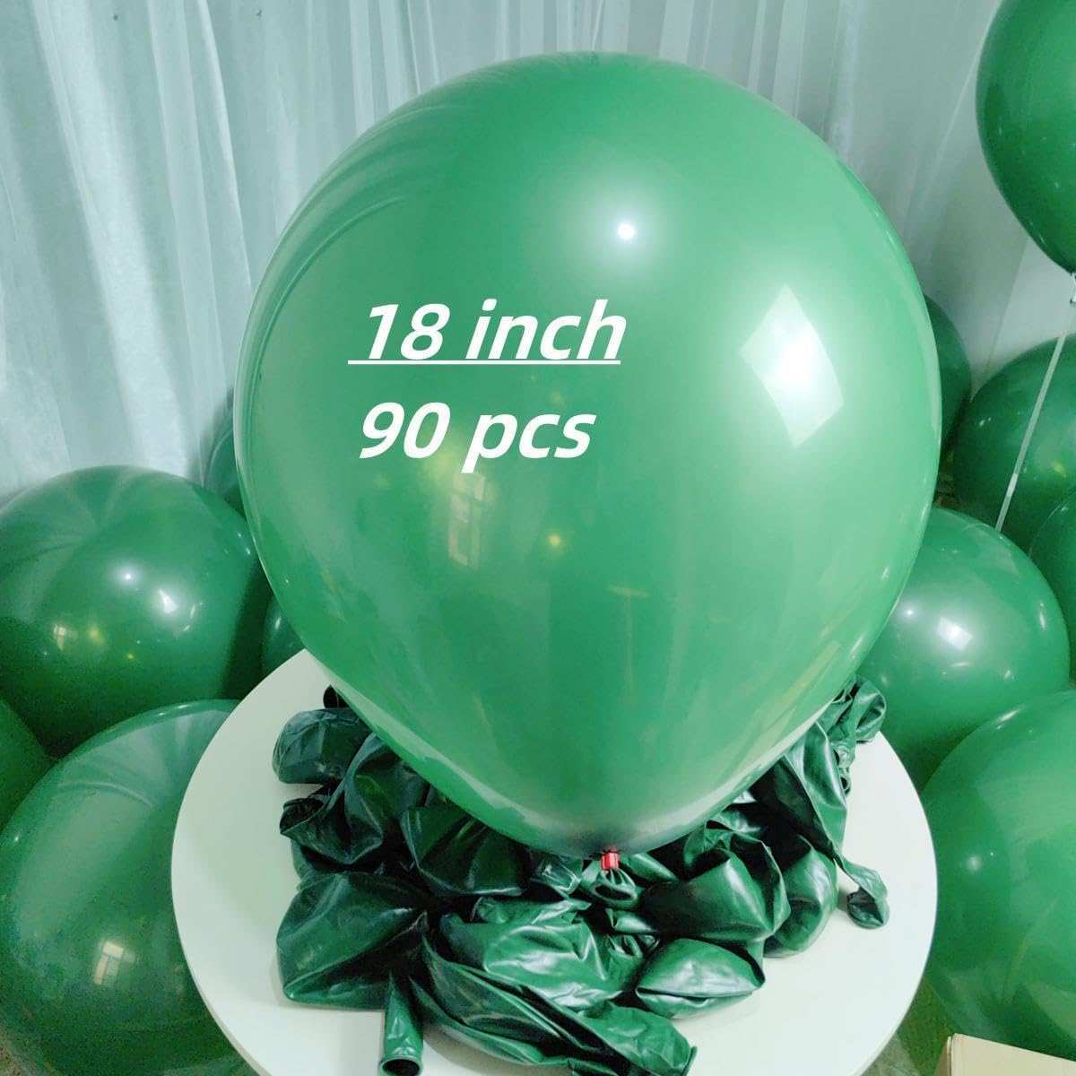 90 Pack Green Balloons 18 inch Dark Green Latex Big Balloons for Party Decorations and Events