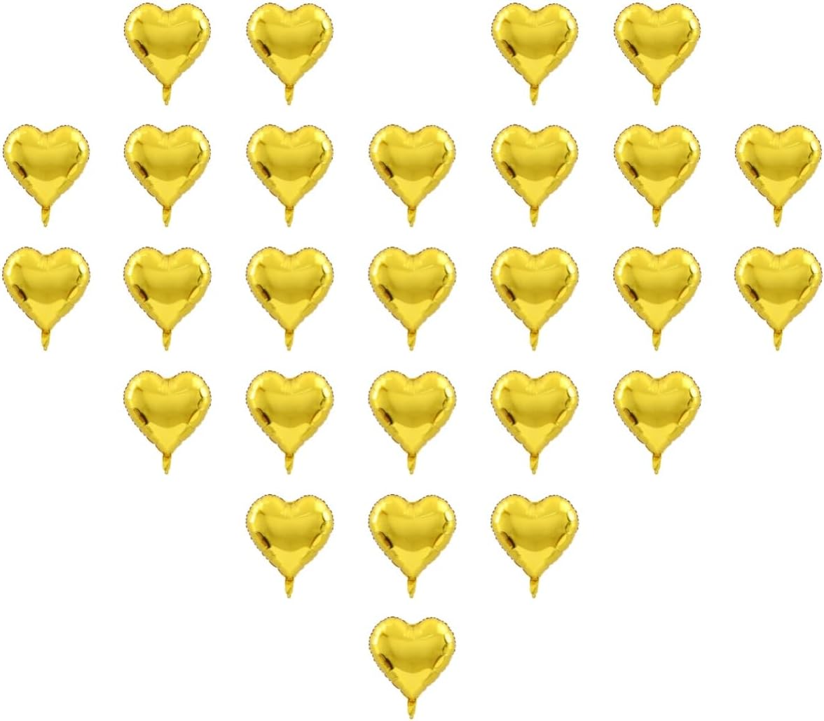 50 Pcs Gold Heart Shaped Balloon Foil Balloon 5 inch Heart Balloon for Valentinge's day Wedding