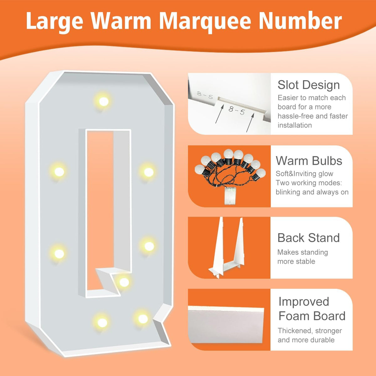 Marquee Light Up Letters, 3FT Marquee Letters Q, Mosaic Light Up Letter for Birthday Baby Shower
