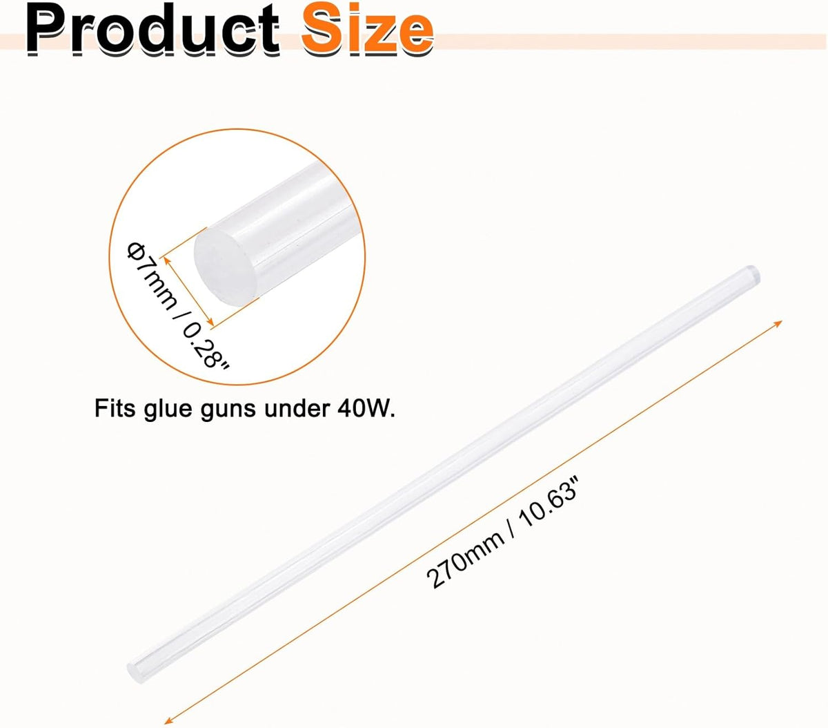 HARFINGTON 10pcs Hot Glue Sticks 0.28" Dia x 10.63" Long EVA Mini Hot Melt Adhesive Glue Stick for