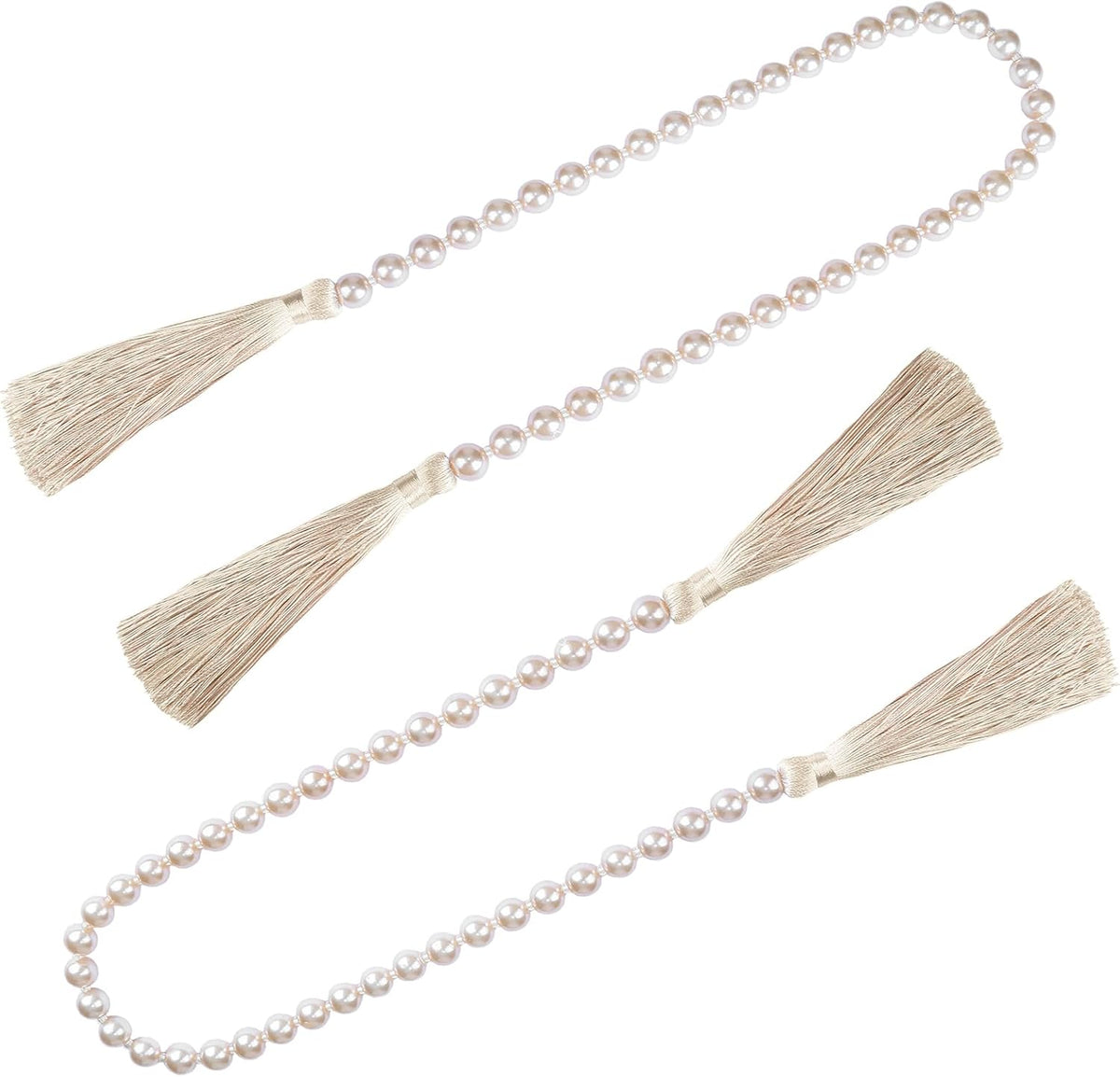 Fenghuangwu 34 Inch Glass Bead Garland with Tassels - Elegant Boho Table Decor, Fringe Wall Hanging