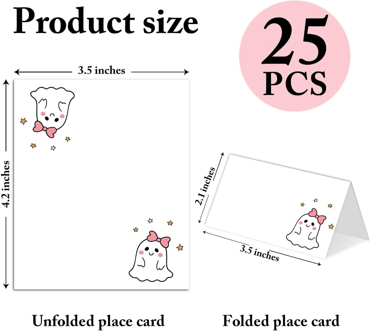 25 Pack Halloween Place Cards, Editable Name Cards for Table Setting, Spooky Tent Cards Food Label