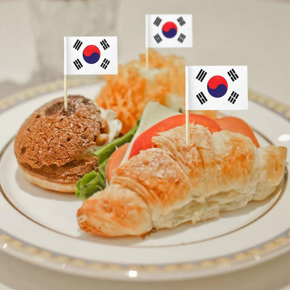 South Korea Flag Korean Flag, Small Mini South Korean Toothpick Flags for Food, Cupcakes
