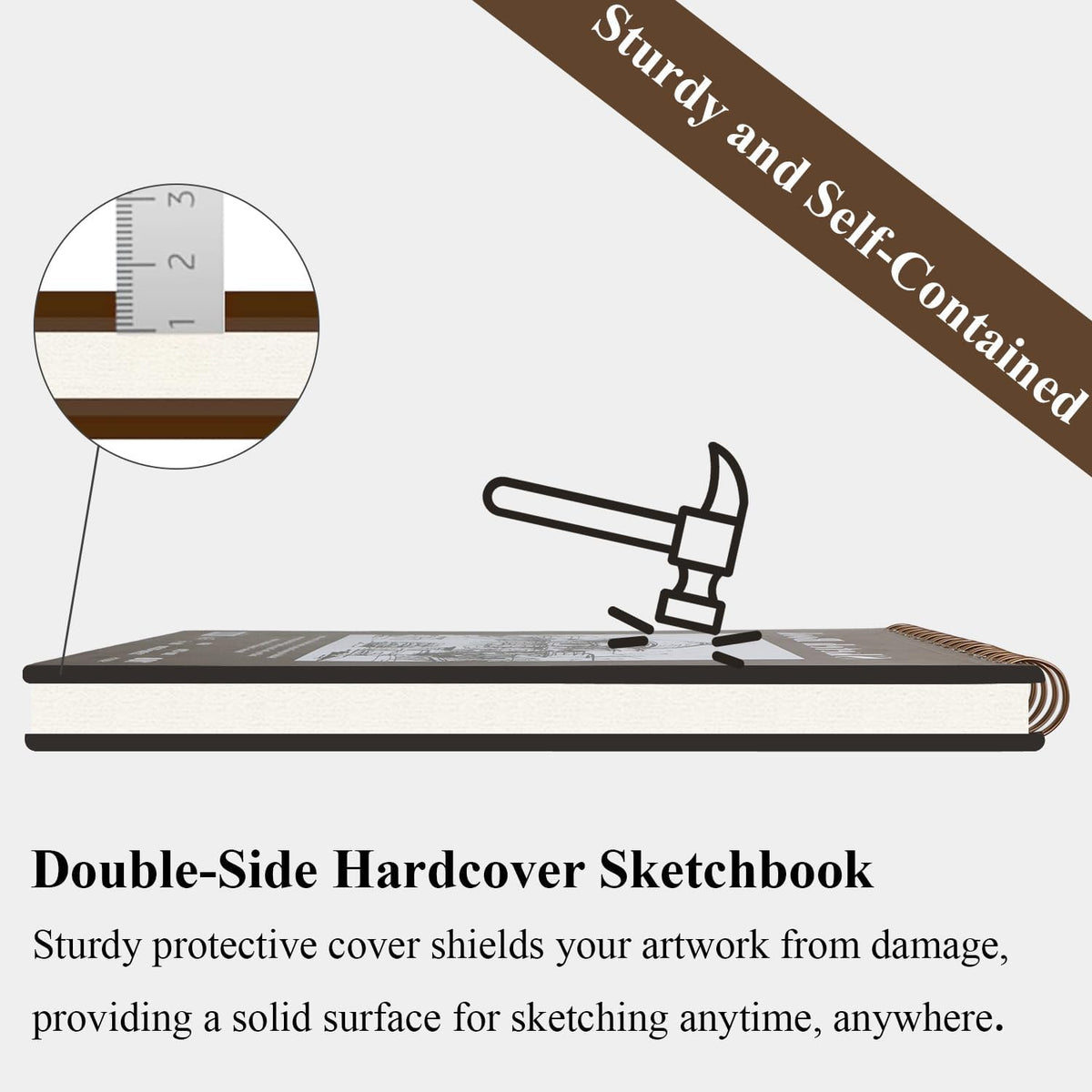 9" x 12" Sketch Book, Top Spiral Bound Sketch Pad, 2 Packs 100 Sheets Each (68lb/100gsm), Acid Free