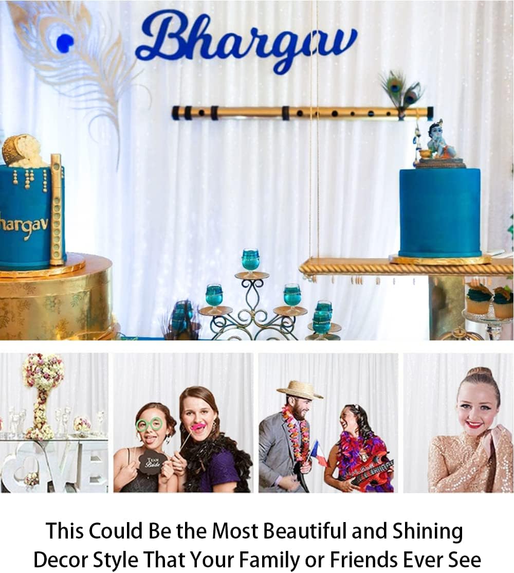 ShinyBeauty 2 Panels White Sequin Backdrop Curtain | 5Ft x 10Ft Glitter Wedding & Photography