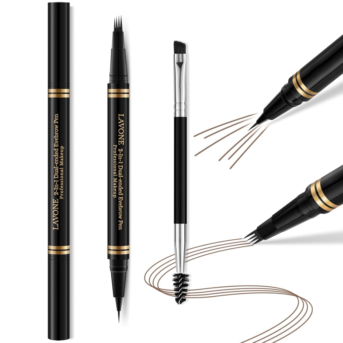 Eyebrow Pen,2-in-1 Waterproof Eyebrow Pencil with 4 Tip Microblading Brow Pen and Ultra-Precise