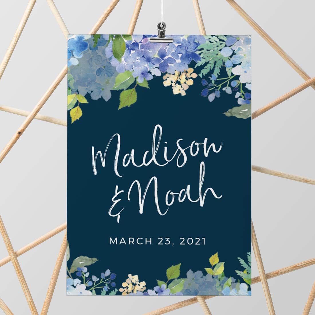 Andaz Press Personalized Extra Large Wedding Easel Board Party Sign, 12x18-inch, Baby Blue