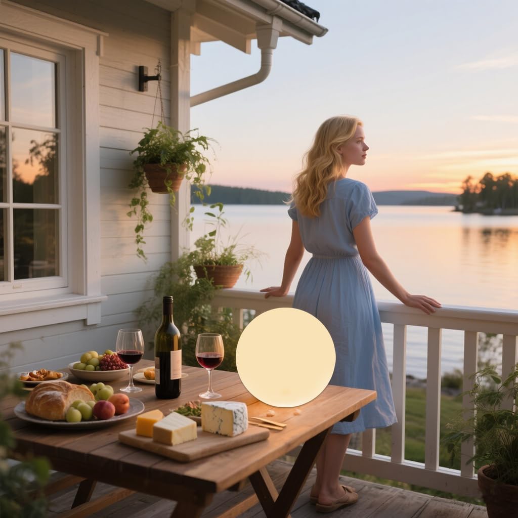 10-Inch LED Ball Light, Rechargeable Dimmable LED Glowing Orb Light w/Remote, 16 RGB Color Changing