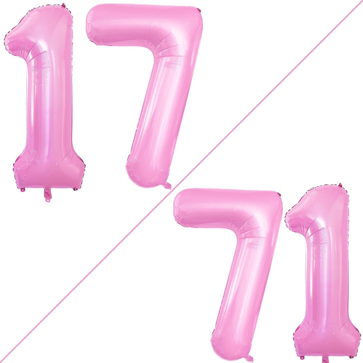 GOER Number 17 Balloons for 17th Birthday Sweet 17 Party Decorations,42 Inch Jumbo Foil Helium 71