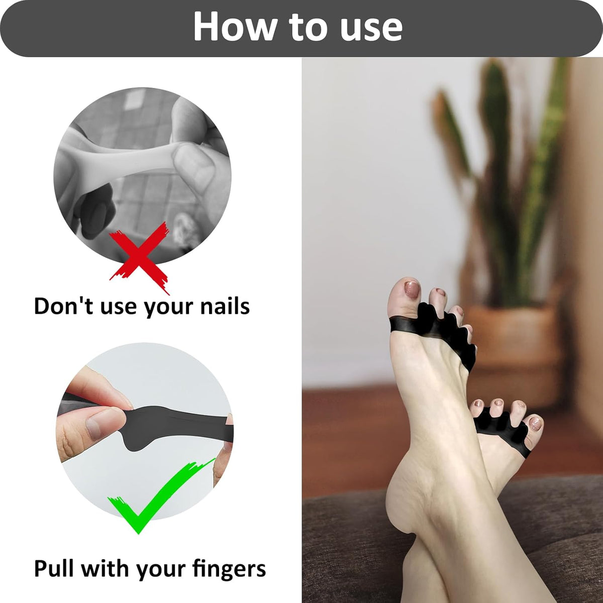 SUNFATT Toe Spacers for Men ang Women,Toe Separators for Women,Relieves Overlapping Toes,Bunions