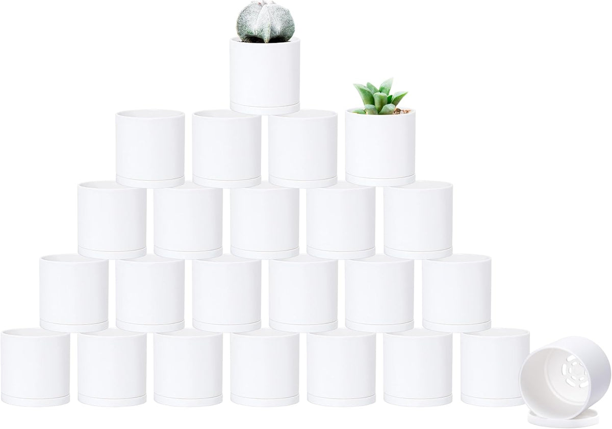 D'vine Dev 24 Pack 2 Inch Mini Plastic Plant Pots, Small Garden Planters for Plant with Drainage