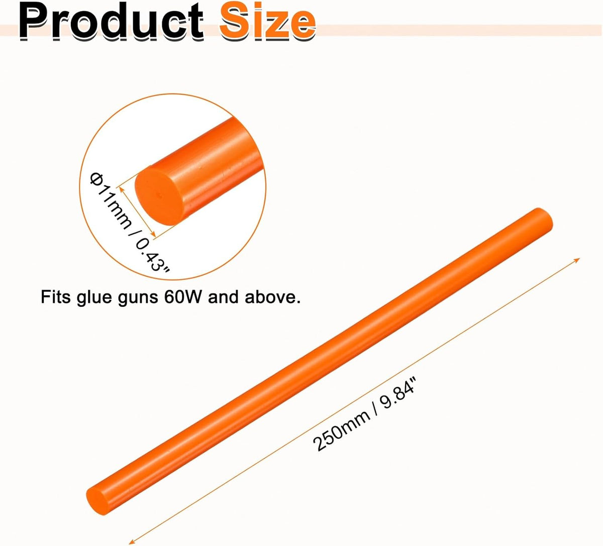 HARFINGTON 10pcs Hot Glue Sticks 0.43" Dia x 9.84" Long EVA Mini Hot Melt Adhesive Glue Stick for
