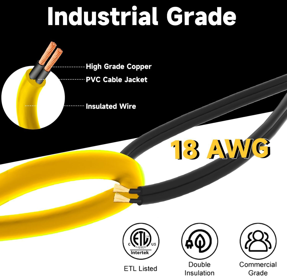 100ft LED Construction String Lights, 150W 15000LM Super Bright LED String Work Light, Construction