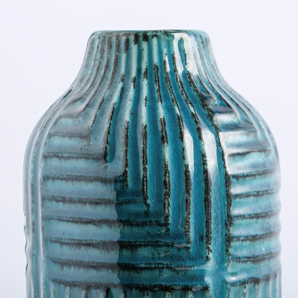 hjn Ceramic Vase- Teal Vase for Home Decor，Flower Vase for Centerpieces, Modern Decor Vases for
