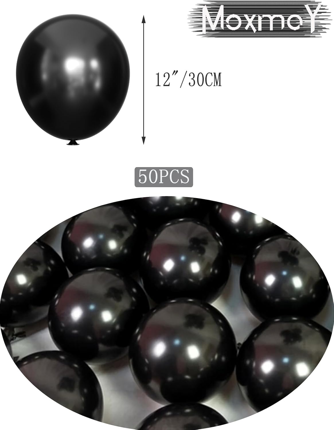 Black Balloons 12 inch, 50 Pcs 3.2g Black Latex Balloon Matte Helium Balloons for Birthday Party