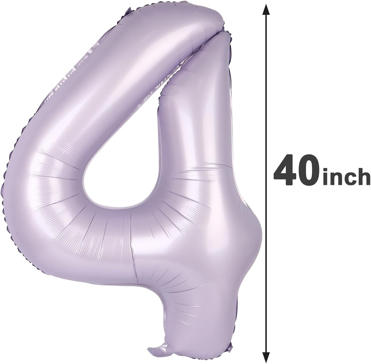 40 Inch Lilac Large Number 4 Birthday Balloon, Giant Number Four 14 24 34 40 44 Balloons, Lavender