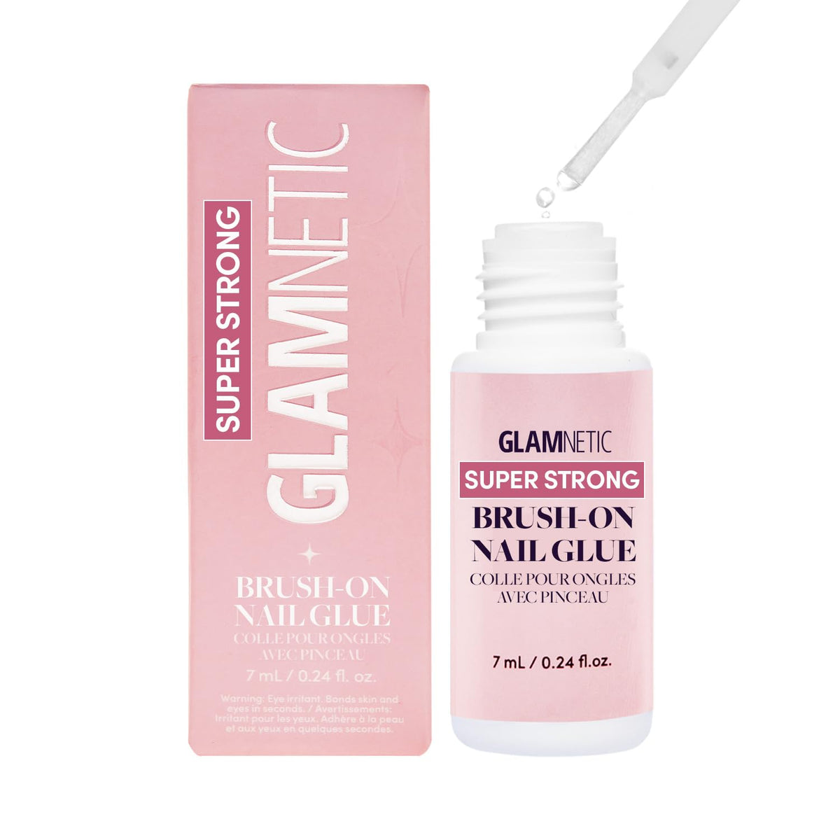 Glamnetic Super Strong Brush On Nail Glue | Brush Tip Applicator, Mess Free, Travel Friendly, Vegan