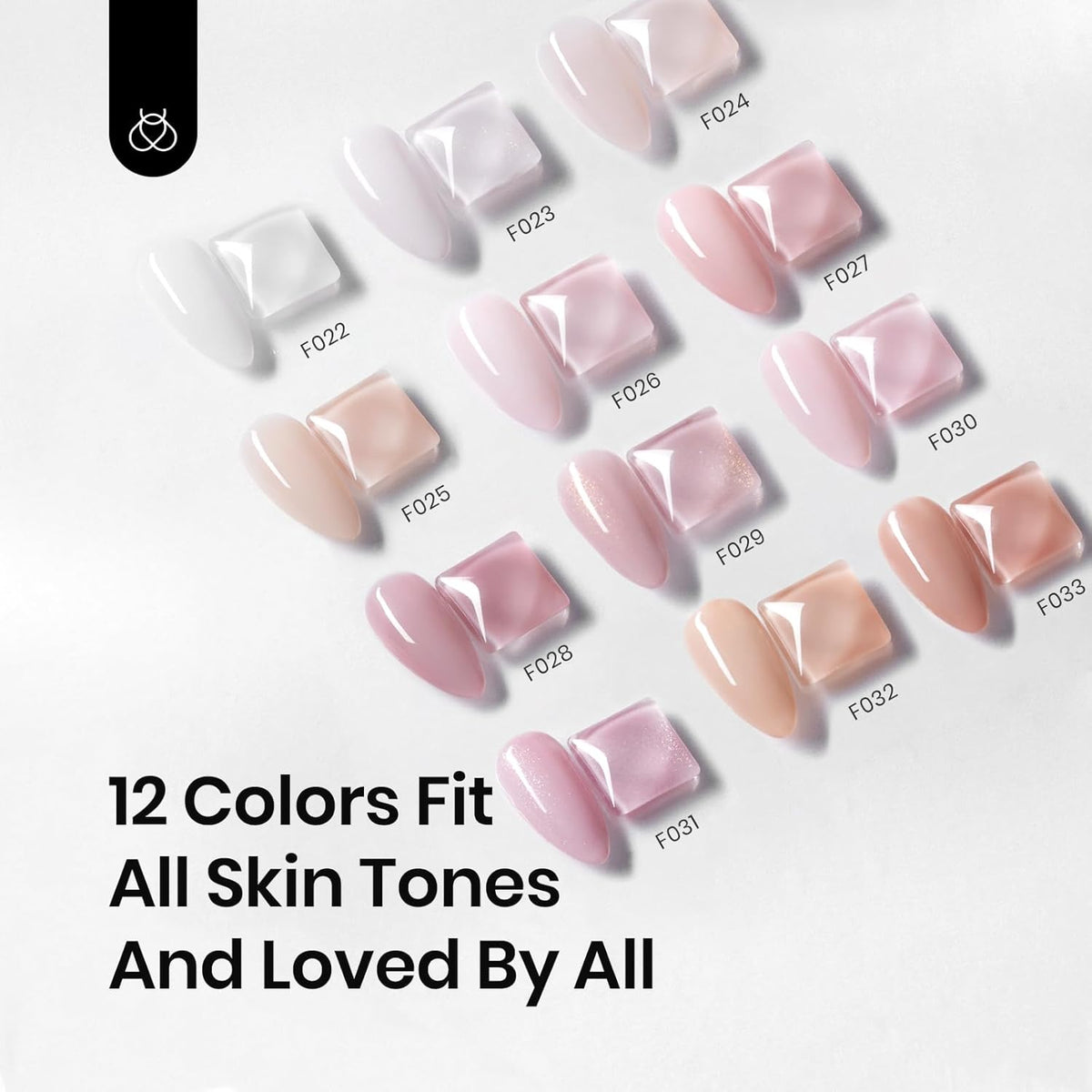 Beetles 12 Color Rubber Base Gel Polish, Nude Gel Nail Polish 5 in 1 Nude Porcelain Doll Pink