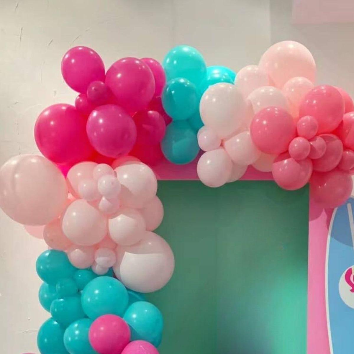 Pink Blue Balloons, 60Pcs Hot Pink Teal Blue Balloons, 12 Inch Hot Pink Confetti Helium Balloon