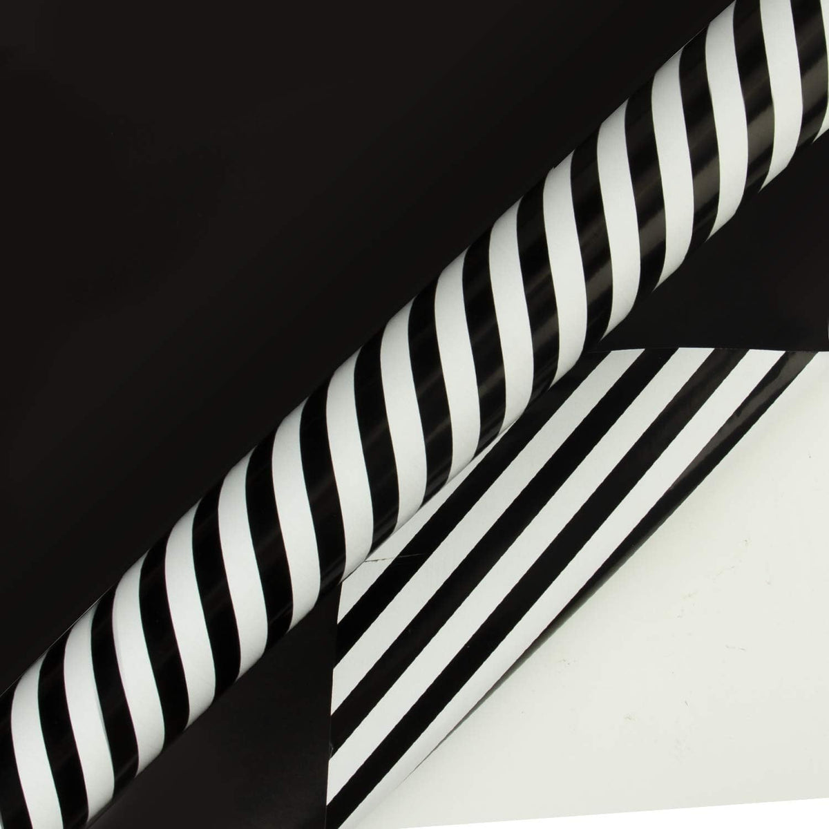WRAPAHOLIC Reversible Wrapping Paper - Mini Roll - 17 Inch x 33 Feet - Black and Stripes Design for