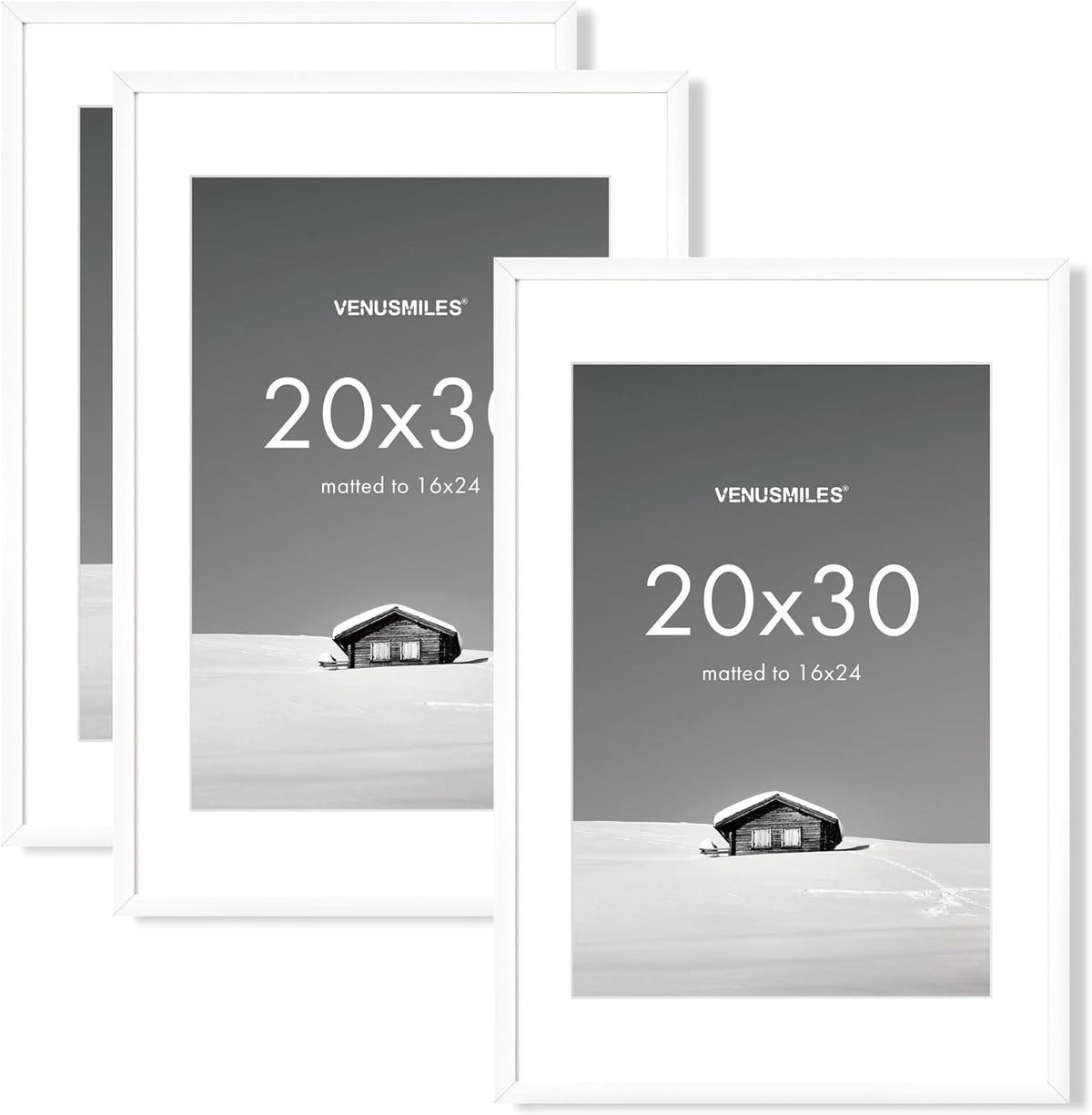 20x30 inch Picture Frame, 20x30 Photo Frames with 16x24 Removable Mat - High Definition Plexiglass