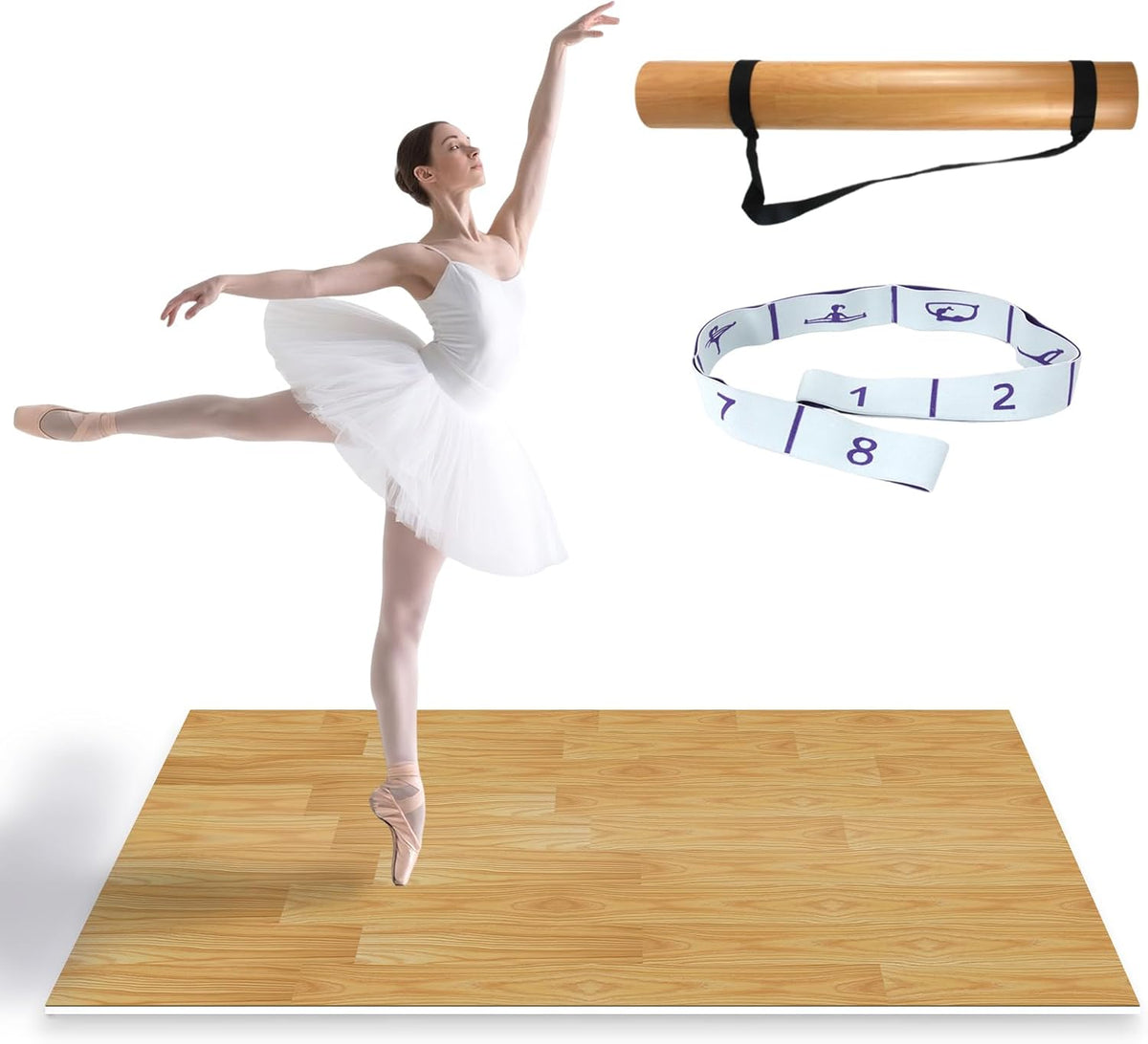 Dance Floor Mat Non-Slip with Shoulder Strap Portable and Dance Resistance Band, Dance Floor for