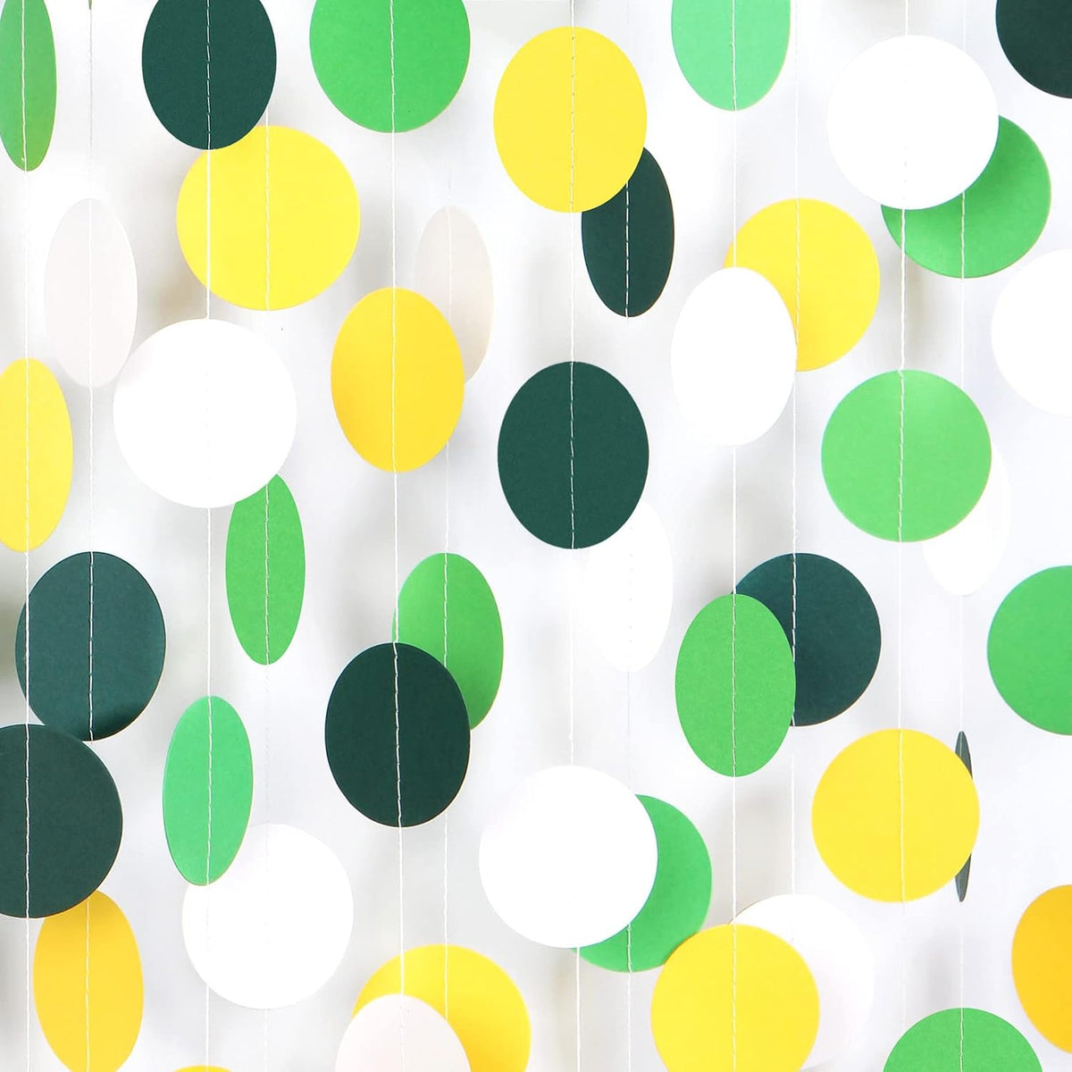 Yellow Green White Party-Decorations Garland - 52Ft Spring Summer Hanging Paper Streamers Banner