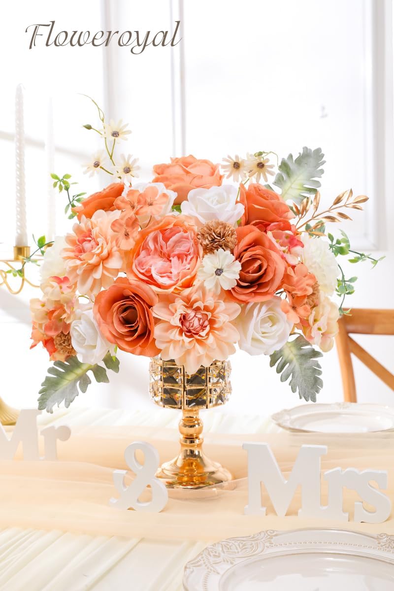 Floweroyal Artificial Flowers Combo Champagne Flowers Mix Silk Flowers Dahlia Roses with Stems for