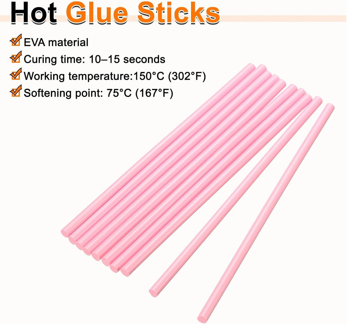 HARFINGTON 10pcs Hot Glue Sticks 0.28" Dia x 3.94" Long EVA Mini Hot Melt Adhesive Glue Stick for