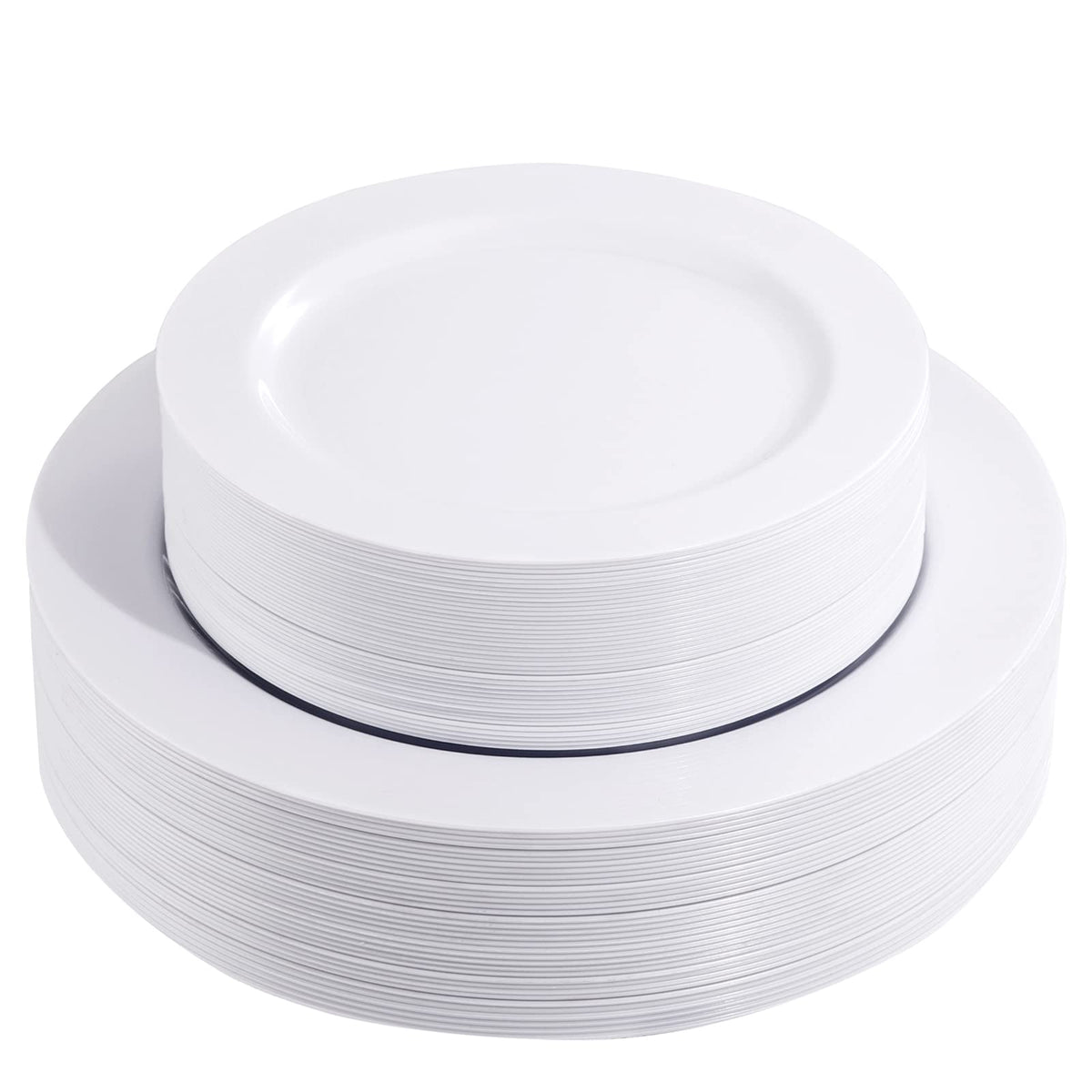 FLOWERCAT 60PCS White Plastic Plates - Heavy Duty White Disposable Plates for Outdoor/Birthday
