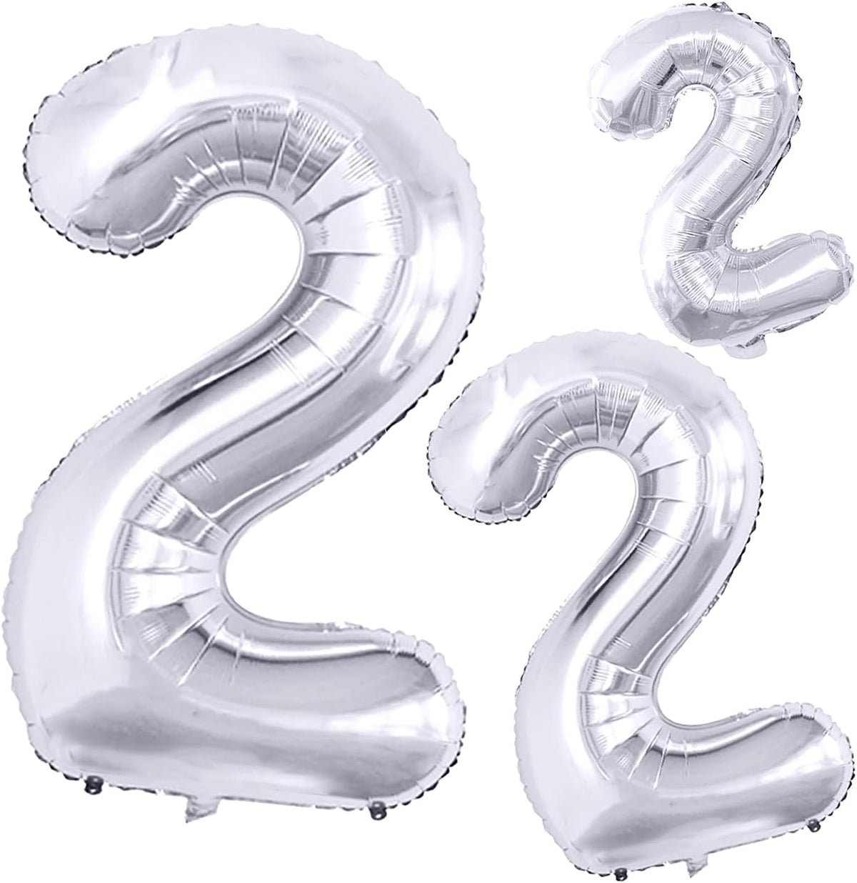 GOER Silver Number 2 Foil Balloons,Huge Number Balloons for 2nd 22nd Birthday Party Supplies