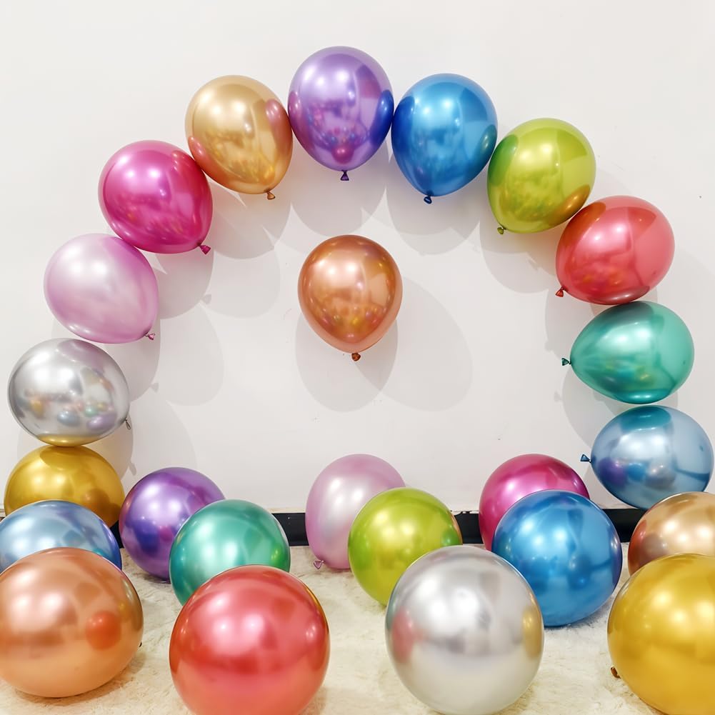 300 Pack Metallic Balloons 12 Inch Chrome Shiny Assorted Colors Latex Rainbow Bulk Balloon 12 Kinds