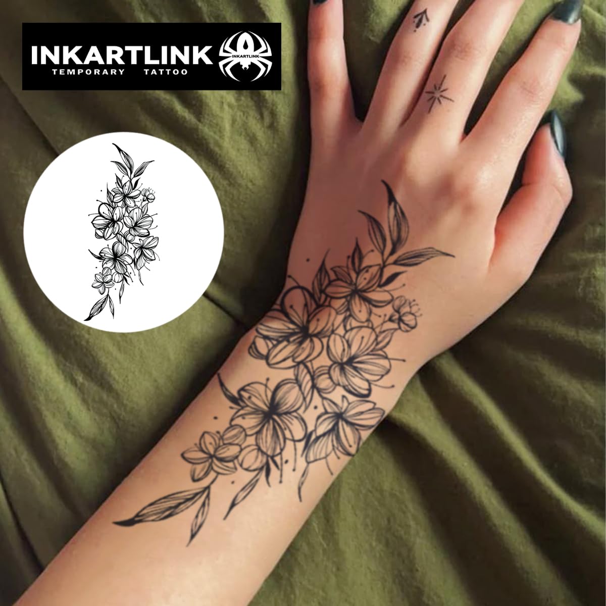 INKARTLINK Tattoo Tech, 2 Sheets Large Semi Permanent Tattoo, Adult Art Design Temporary Tattoos